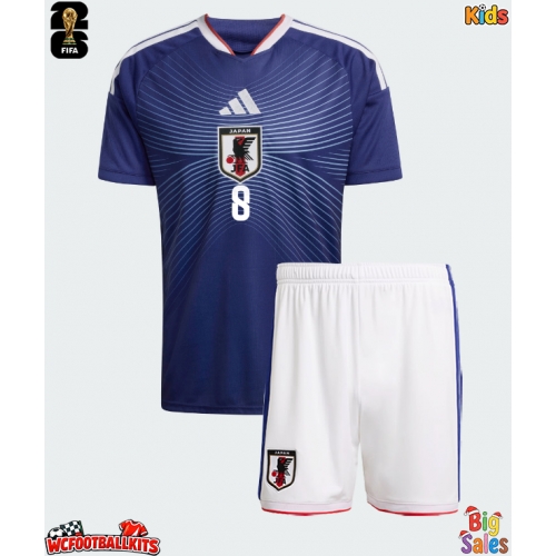 Japan Takefusa Kubo #8 Replica Home Stadium Kit for Kids World Cup 2026 Short Sleeve (+ pants)